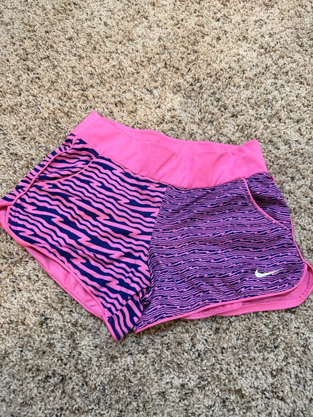 NIKE DRI-FIT~Girl Small Shorts Blue Pink Running Soccer Animal Print